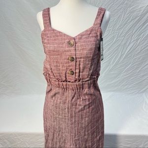 Romeo & Juliet Couture NWT Button Linen Jumpsuit wide leg lagenlook striped S